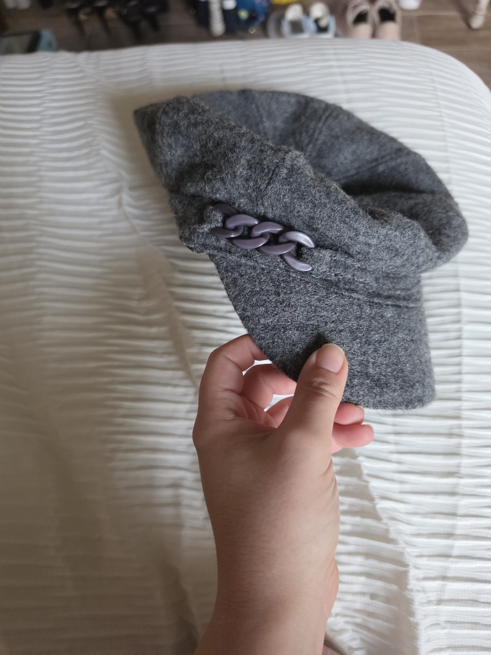 Nine West Y2K Women's Gray Wool Newsboy Hat